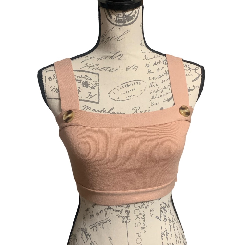 Women’s Crop Bandeau Top with Button Accent